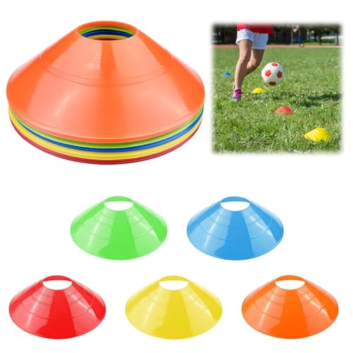 Miayical Plot Sport - Lot de 15 Cônes d'Entraînement en PE Souple - 5 Couleurs Vives - pour Football, Rugby, Fitness et Entraînement