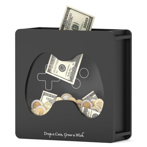 Image of Summidate Wooden Money Saving Box, Clear Window Cash Vault Savings Box with DIY Stickers, No-Assembly Handle Piggy Bank for Kids & Adults, Personalized Birthday /Baby Shower /Wedding Gift