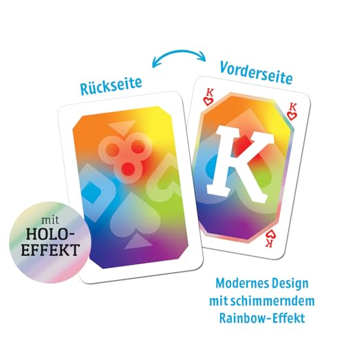 moses. Spielkarten Rainbow – stilvolles Kartenset für Erwachsene & Kinder, für Skat, Poker, Mau Mau & mehr, ab 6 Jahren, 2+ Spieler – Bild 4