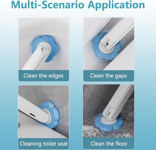 Disposable Toilet Brush with 54 Refill Heads, 2 Handles & Holders Included – No-Touch Toilet Bowl Cleaning System, Wall-Mounted or Freestanding Bathroom Brush Set - 1