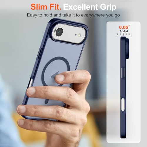 Image of SUPFINE Magnetic for iPhone Air Case (Compatible with MagSafe)(Military Grade Drop Protection) Slim Translucent Matte Shockproof with Anti-Fingerprint Phone Cover for 17 Air,Navy Blue