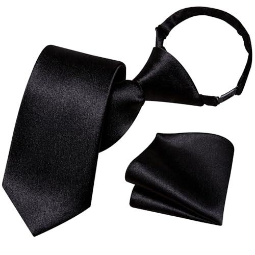 Image of Barry.Wang Boys Ties Pre-Tied Satin Solid Color Kids Tie Pocket Square Set Adjustable Formal Necktie Graduation School