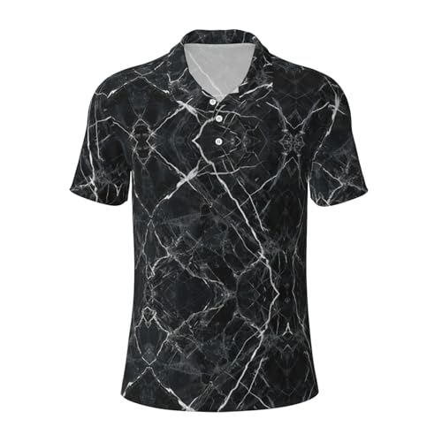 Polo de golf homme marbre noir anti-transpiration chemise manches courtes confort