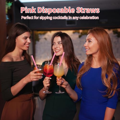 600 pitillos jumbo rosas de plástico desechable miniatura 3