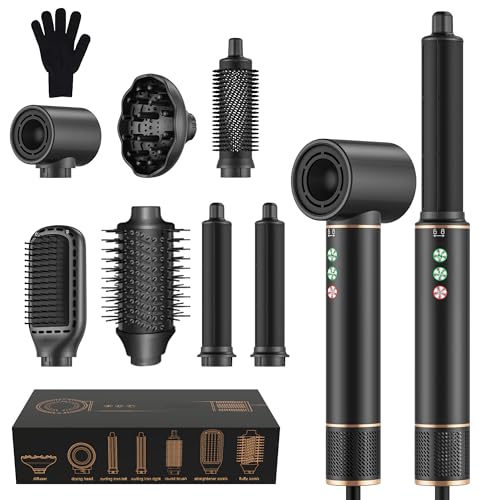 MogaWave Air Styler 7 in 1 Hair Styler con asciugacapelli da 110000 giri/min, 1300W, ad alta velocità, con diffusore, spazzola rotonda, spazzola ad aria calda, spazzola per asciugacapelli