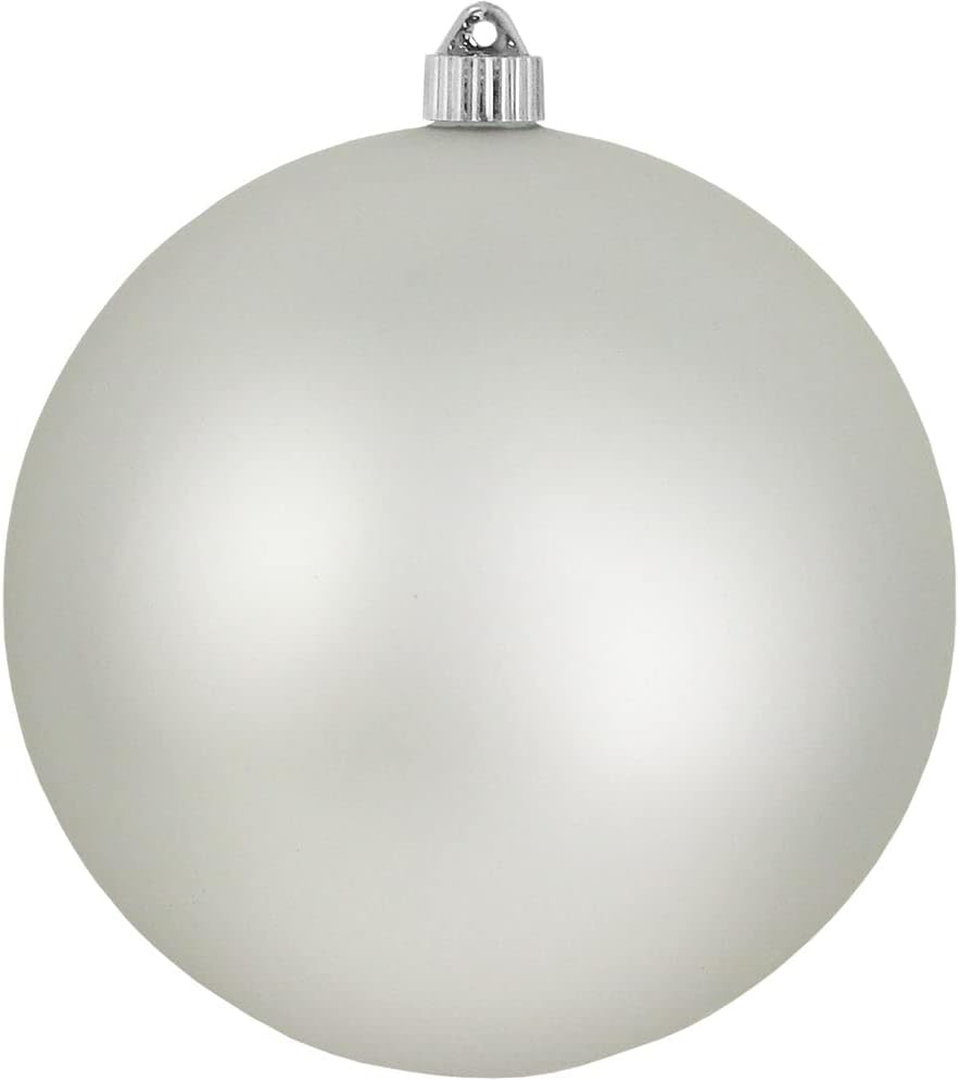 Christmas By Krebs 8" (200mm) Velvet Dove Gray [1 Piece] Extra Large Solid Oversized Huge Big Outdoor Plastic, UV Ball Ornament Hanging Tree Decorations