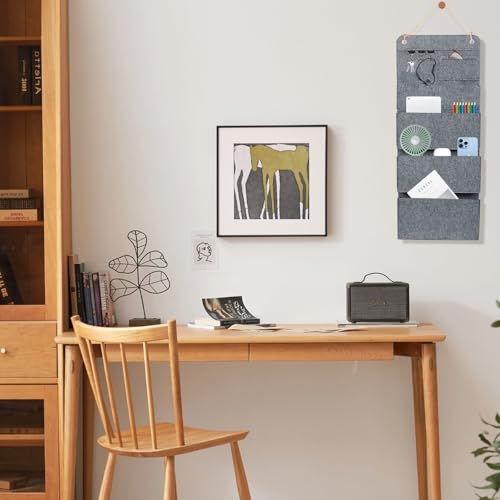 Wusboo 2 Teiliges Hängeorganizer, Set Wandorganizer Hängend Filz, Organizer zum Hängen, 6 Fächer, 3 Haken, Geeignet, Organizer Hängend für Türen, Badezimmer, Flure, Büros, Wohnmobilund Camping