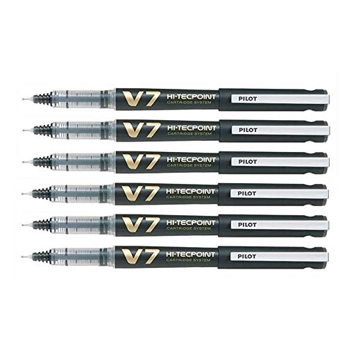 BeGreen Pilot V7 Liquid Ink Rollers Set of 6 Rechargeable Black Medium Point