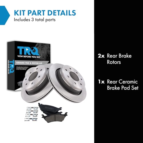 Image of TRQ Rear Brake Pad and Rotor Set Ceramic Compatible with 2012-2014 Ford F-150