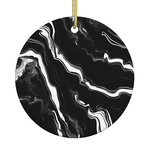 Kleine Keramik Xmas mit & herzförmigen Hängeornamenten - Kunsthandwerkliche Keramikornamente Hinzufügen Festliche Freude Schwarz Weiß Marmor Druck Kleine Keramik Xmas mit & herzförmigen Hängeornamenten - Kunsthandwerkliche Keramikornamente Hinzufügen Festliche Freude Schwarz Weiß Marmor Druck