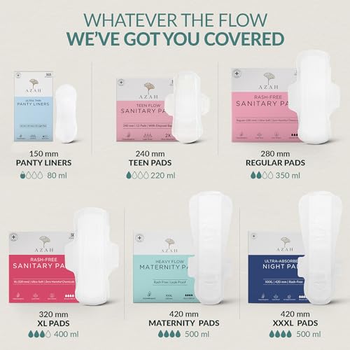 AZAH Maternity Pads after Delivery for Women (Box of 12 Pads) Ultra-Absorbent XXXL Pads | Organic Cotton Maternity Pads made for Heavy Flow,... - Image 7