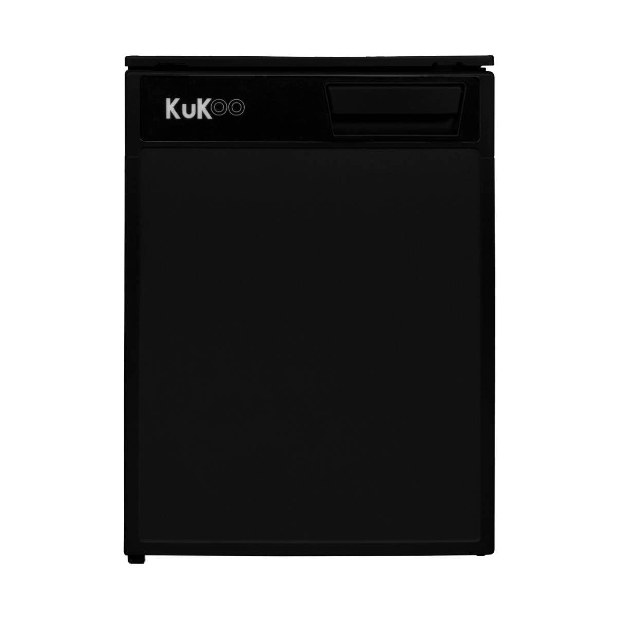 Nevera Compresor Frigorífico (5°C)-Congelador(-18°C) Refrigerador Portátil 46L 12/24V CC LED con Cajón de Las Verduras,+ Cubetera Gratis Caravana Casa Rodante Camper Autocaravana Plata/Plateado Negro