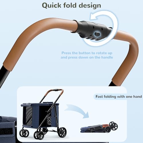 Poussette pour chiens jusqu'à 30 kg pliable à 4 roues