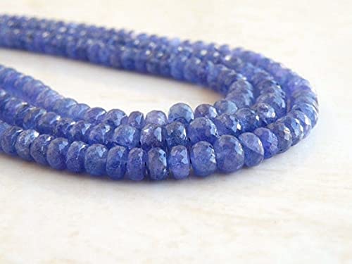 Tanzanite véritable en perles rondelles facettées 4-5mm pour haute joaillerie