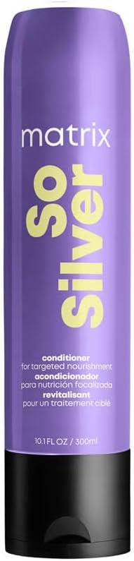 Matrix Pigmented Conditioner for Blonde and Grey Hair, Neutralises Yellow Undertones, With Ceramides and Dyes, So Silver Pigmented Conditioner, 1 x 300 ml