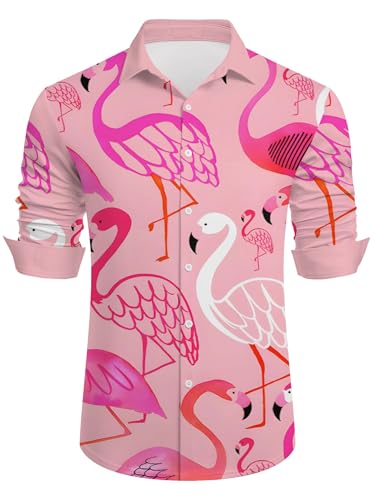 Men Hawaiian Long Sleeve Shirts Sleeve Casual Button Down Shirt Hawaiian Shirt for Men