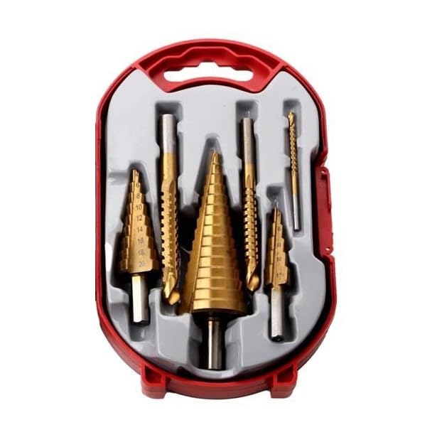 Kit 6 Brocas Escalonadas Cônicas De Titanium Hss Com Estojo