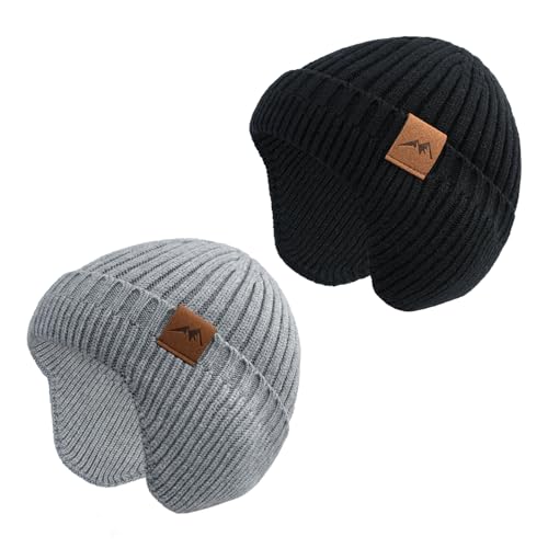 Image of POXIMI Baby Boy Winter Hat Toddler Warm Beanie Girl Knit Hats with Earflap Kid Cute Earmuffs