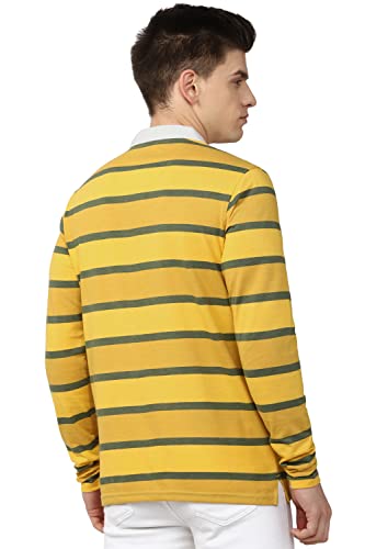 Image of Peter England Men Stripe Polo Neck Polo Regular Fit T-Shirts