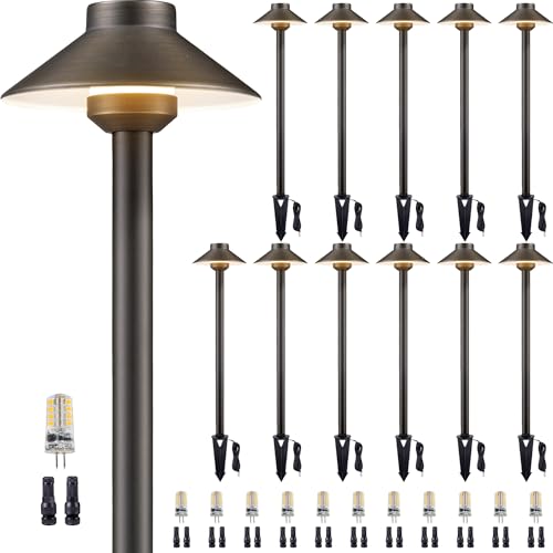 Gardenreet Brass Low Voltage Path Lights, 12V Landscaping Pathway Light