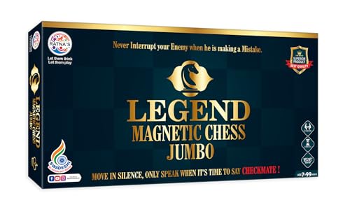 Image of Ratna's Legend Magnetic Chess Jumbo Size Foldable Magnetic Chess Board Set with Magnetic Pieces Having Storage Case for Each Piece, Board Games for Kids and Adults (16.5x16.5 Inches)