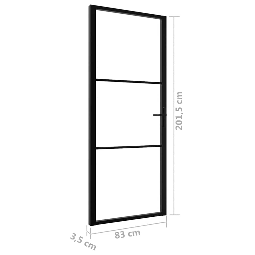 Porte intérieure Verre ESG et aluminium 83x201,5 cm Noir