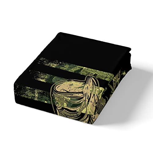 Bass Fish Camouflage Bedding Set Full Pike Fish Camo Duvet Cover For Women Men Room Kids Farmhouse Fishing Decor Comforter Cover Set Fishman Wild Bedspread Cover 3Pcs Zipper Green Black Full Size #TOP4
