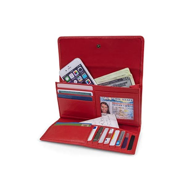 Timberland Women's Leather RFID Flap Wallet Clutch Organizer, Cherry (Pebble), One Size - Image 3