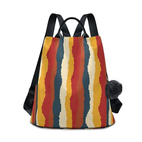 Sac à dos à rayures géométriques pour femme aux finitions haut de gamme