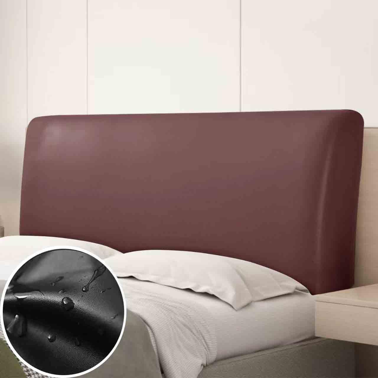 Luxueuse housse de tête de lit en similicuir bordeaux avec élastique et housse décorative pour lit simple et double accessoire de chambre élégant