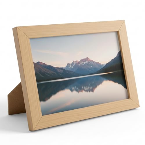Image of 4x6 Inch Wooden Photo Frame | Fits 4x6 Photos | 0.5 mm Unbreakable Acrylic Front | Wall & Tabletop Display | Lightweight Gallery Style Frame for Home & Office (1, Natural Wood Finish)