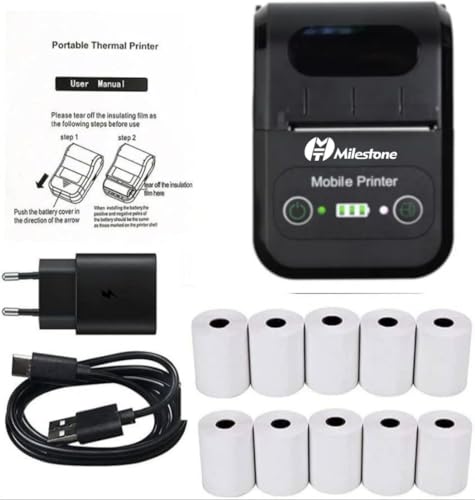 Image of Milestone MPT-II 58mm Thermal Printer Bluetooth POS Android 2 Inch Receipt Bill Printing Machine for Shop Restaurant Swiggy Zomato KOT Mall Mini Market with 10pcs Thermal Roll