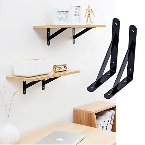 Shelf Brackets 8 Pcs Heavy Duty Triangle Shelf Brackets 6 In X 4 In Metal Shelf Support Angle Brackets Black Wall Shelf Brackets With Screws For Shelves Support Diy #TOP5