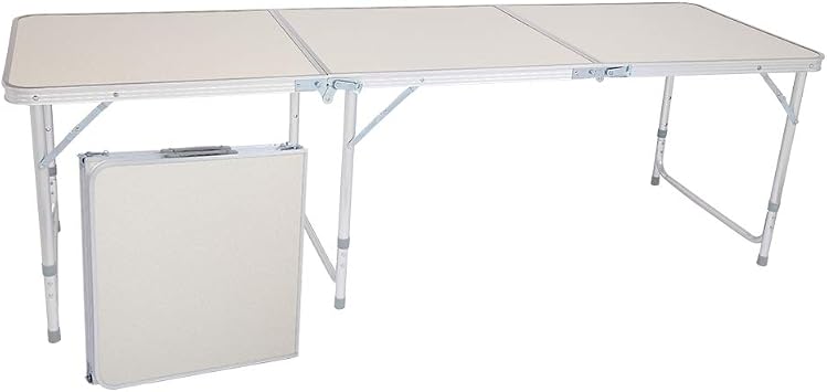 Aluminum Folding Table, Portable Camping Table Lightweight Foldable Desk Height Adjustable for Party Picnic Dining Outdoor Indoor Use Furniture 180x60x70cm