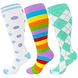 3 Pairs Compression Socks for Women Plus Size, Plus Size Compression Socks Wide Calf,Extra Wide Calf