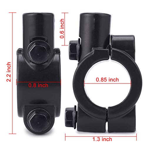 DKMOTORK 0413 Motorcycle Mirror Mount Holder Clamp Adaptor Bracket Right-Handed Thread 8mm Black Aluminum