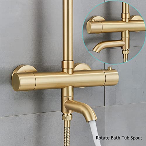 Robinet de douche thermostatique or brossé anti-brûlure à double commande