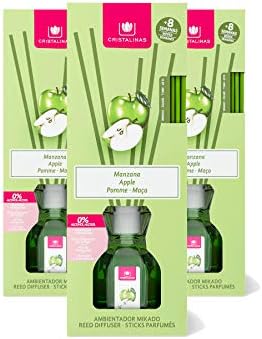 CRISTALINAS Air Freshener, Reed Diffuser, 40ml / 8 Weeks, 0% Alcohol, Sandalwood & Cedar, Pack of 3