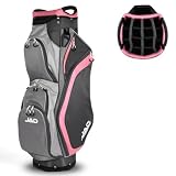 JAD Lightweight Womens Golf Bag, Golf Cart Bag with Dual Handles for Women/Ladies, 14-Way Full-Length Top Dividers, Large Putter Well, Ultra Lightweight, Large Pockets for Accessories (Pink/Grey)