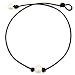 Weilim Single Pearl Leather Choker Necklace for Women Handmade Choker Jewelry Gift 16"