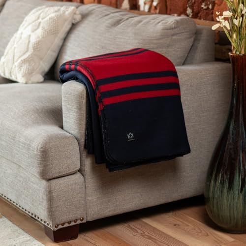 Image of Arcturus Rainier Wool Throw Blanket - 50 inchx60 inch Throw for Sofa or Bed - Classic Heritage Striped Design - Perfect for Cozy Home Decor & Outdoor Fire Pits (Lava Canyon)