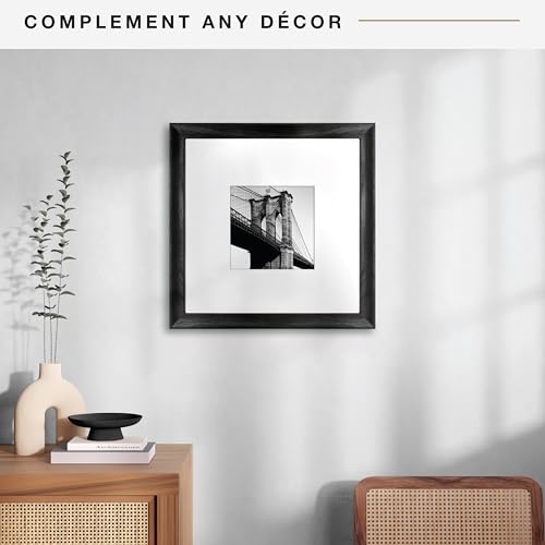 MCS Studio Gallery Classic 16x16 Picture Frame Black Woodgrain, Vertical & Horizontal Wall Hanging Large Picture Frame for Photos, Posters & Art Prints (1-Pack)