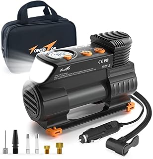 TowerTop Tyre Inflator Air Compressor: Portable 12V Car Tyre Pump Digital Car Tyre Inflator with Tyre Pressure Gauge, 2X Faster Inflator for Car, Bike, Motorcycle, SUV,Pickup, Ball