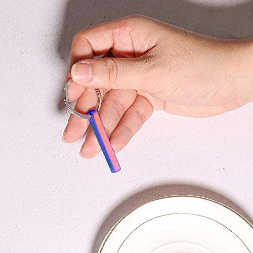 BBX JEWELRY Free Engraving Custom Vertical Cuboid Bar Keychain Stainless Steel Key Chain Ring for Couples Best Friends