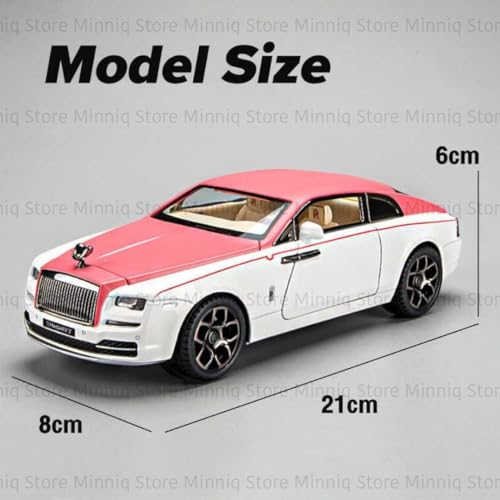 Image of 1:24 Rolls-Royce Spectre Diecast Metal Pull Back Car with 6 Openable Doors with Sound and Light Toy Decoration car Best Gift Toys for Kids (1:24 Rolls-Royce Wraith - Pink)