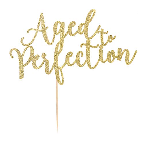 Palasasa Aged To Perfection Cake Topper - Happy Birthday, Wedding, Engagement Party Decorations Supplies (Golden) #TOP1