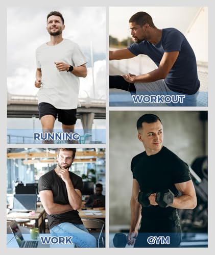 LalaHooK Workout Mens Shirts - Black Quick Dry Gym Short Sleeve Moisture Wicking T Shirts for Running Athletic Casual Work4