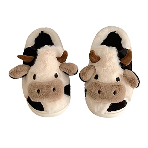 Pantoufle de sol d'intérieur de dessin animé de vache pour cadeau d'hiver