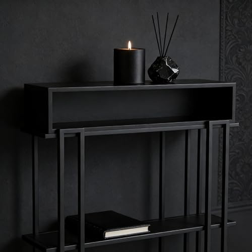 Mesa consola de granja de piel mueble recibidor estrecho para pasillo 5