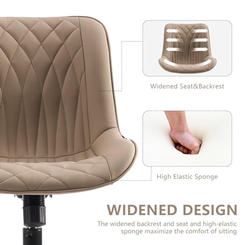 YOUNIKE Khaki Office Desk Chair, Swivel Adjustable Height Home Office Chairs, Small Armless Rolling Computer Chair, Modern Task Work Chair with Upholstered Back by YOUNIKE - Image 9